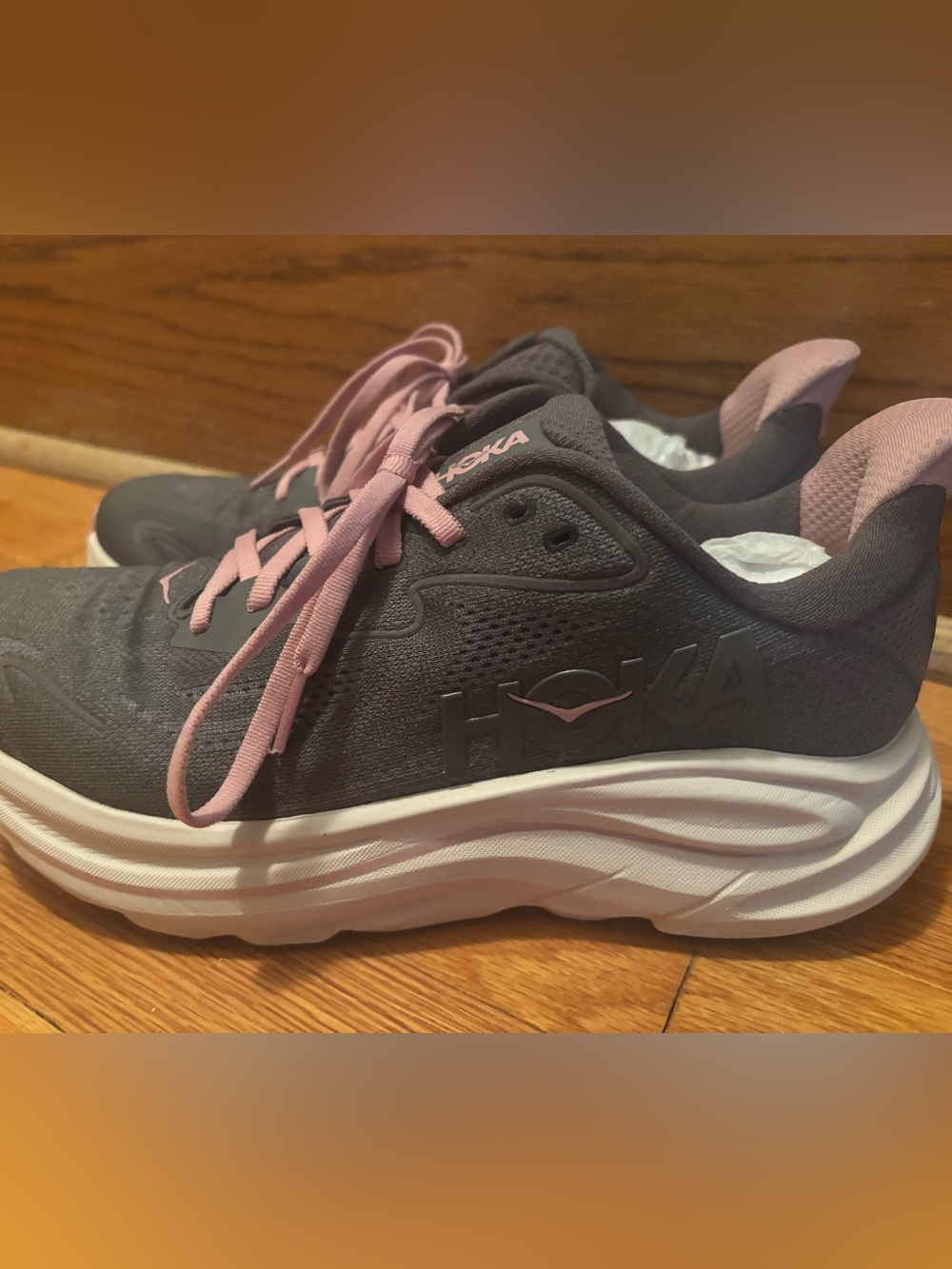 Hoka One One Clifton 10 Women's Gray/Pink Running Shoes- dried rose,galaxy
